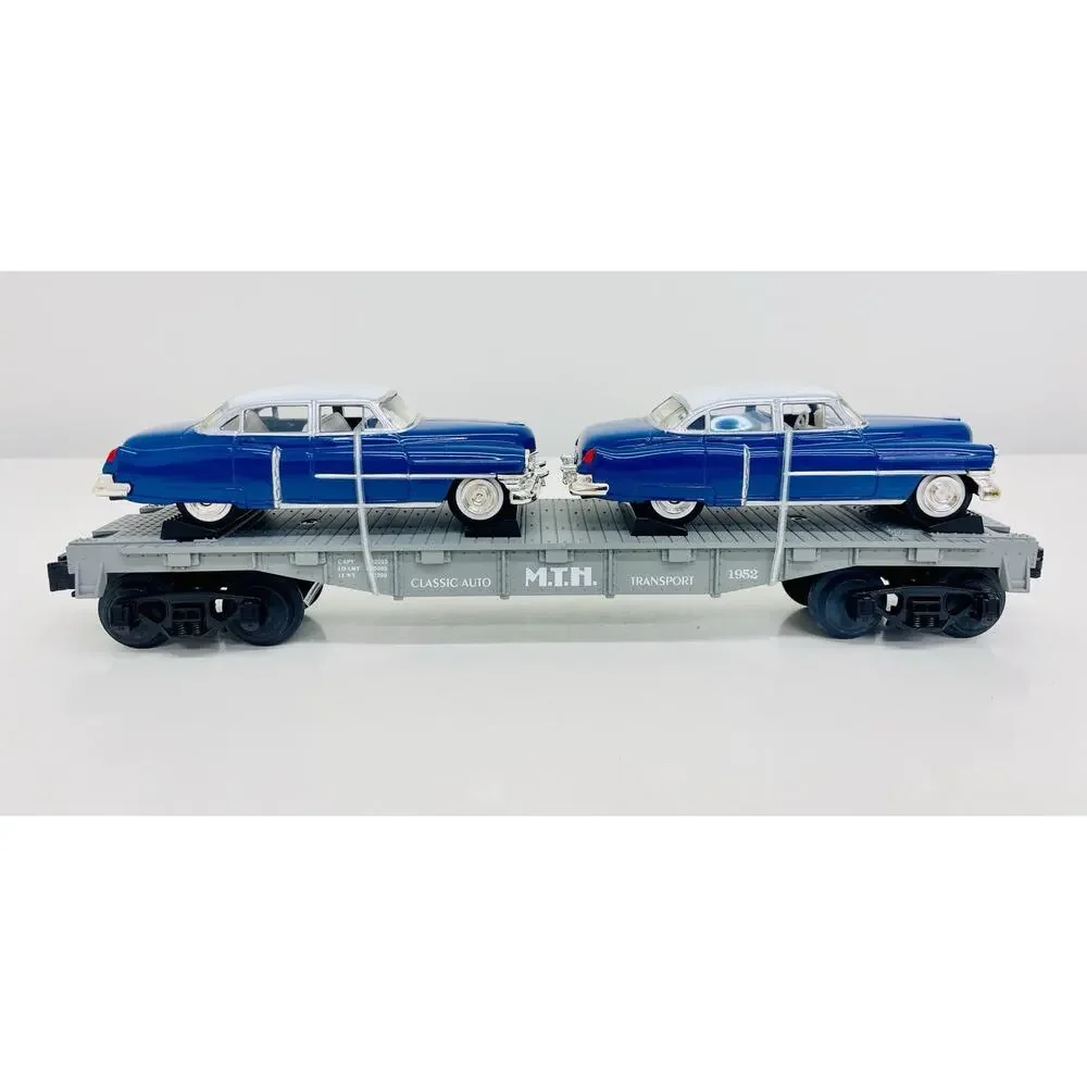 MTH Lines Semi Scale Flat Car w/ Ertl '52 Cadillacs RK-7607L New